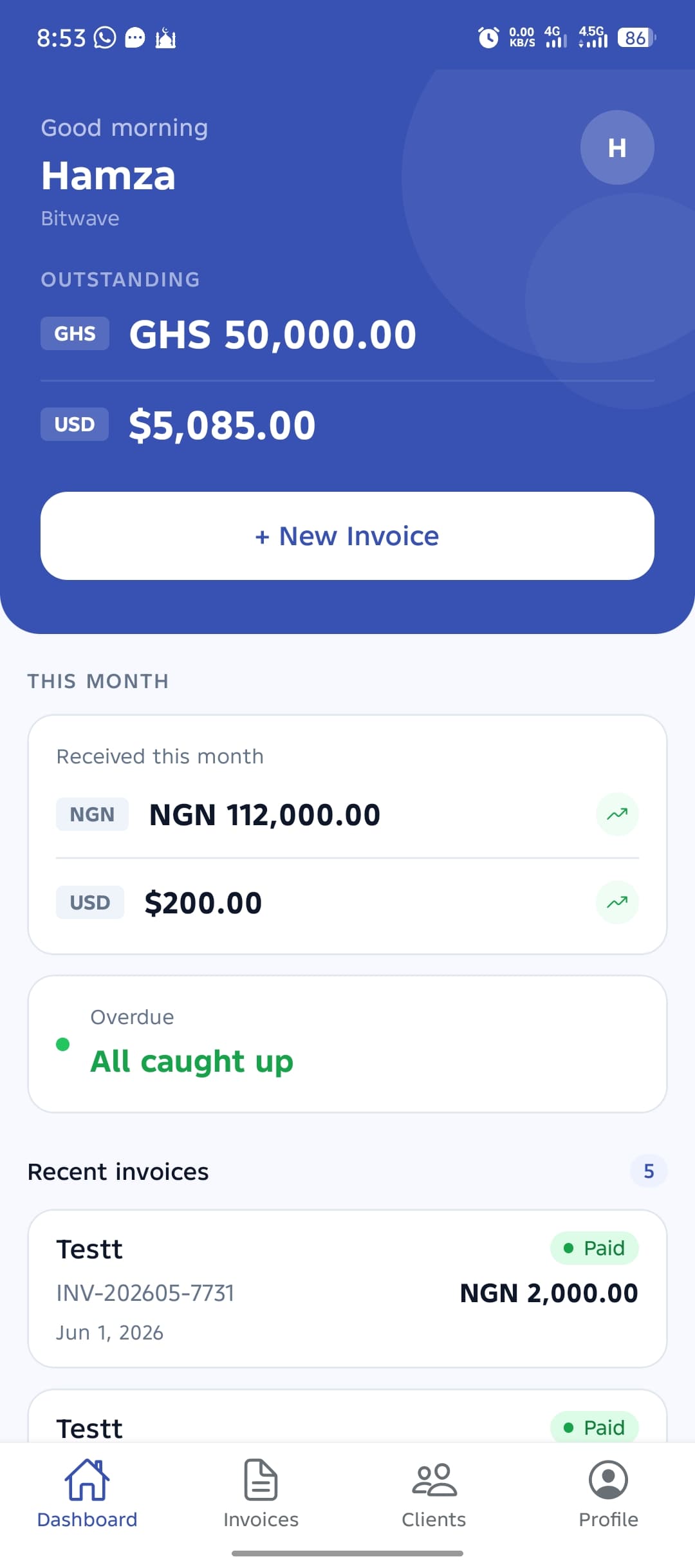 Flewa dashboard